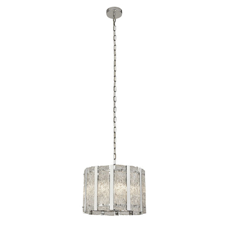 Alexandra 5Lt Pendant - Satin Silver & Aquatex Glass