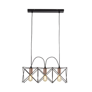 Anthea 3Lt Pendant - Black Metal & Copper