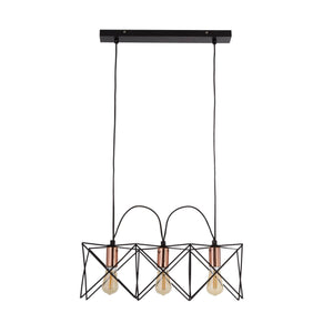 Searchlight Electric Anthea 3Lt Pendant - Black Metal & Copper 8413-3BK