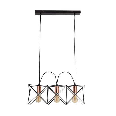 Searchlight Electric Anthea 3Lt Pendant - Black Metal & Copper 8413-3BK
