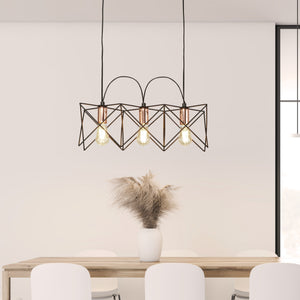 Searchlight Electric Anthea 3Lt Pendant - Black Metal & Copper 8413-3BK