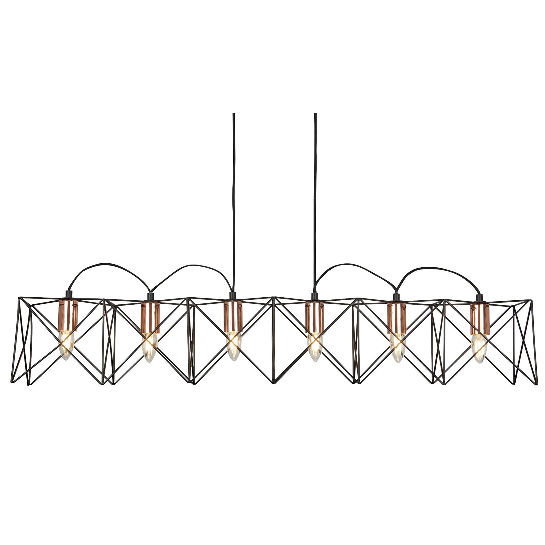Anthea 6Lt Pendant - Black Metal & Copper