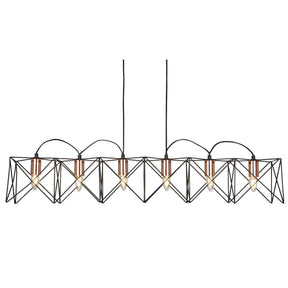 Anthea 6Lt Pendant - Black Metal & Copper