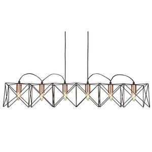Anthea 6Lt Pendant - Black Metal & Copper