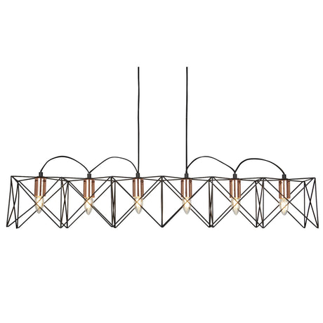 Anthea 6Lt Pendant - Black Metal & Copper