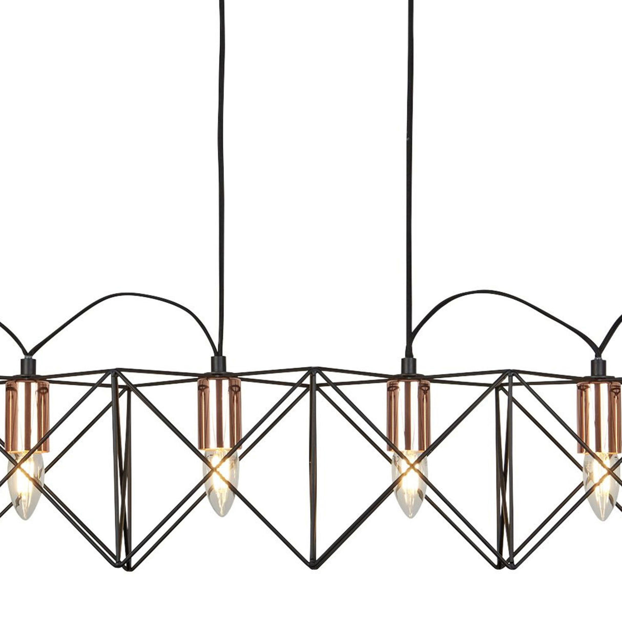 Searchlight Electric Anthea 6Lt Pendant - Black Metal & Copper 8416-6BK