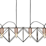 Searchlight Electric Anthea 6Lt Pendant - Black Metal & Copper 8416-6BK