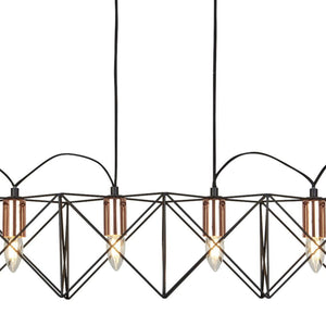 Searchlight Electric Anthea 6Lt Pendant - Black Metal & Copper 8416-6BK