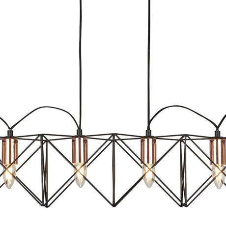 Searchlight Electric Anthea 6Lt Pendant - Black Metal & Copper 8416-6BK