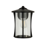Searchlight Electric Pagoda Outdoor Wall Light- Black Metal & Clear Glass 8477BK