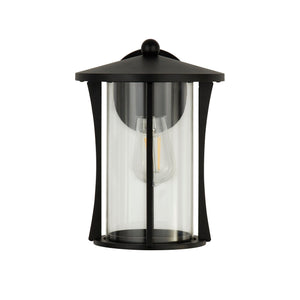 Searchlight Electric Pagoda Outdoor Wall Light- Black Metal & Clear Glass 8477BK