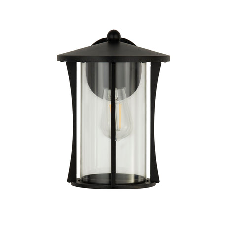 Searchlight Electric Pagoda Outdoor Wall Light- Black Metal & Clear Glass 8477BK
