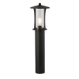 Pagoda Outdoor Post - Black Metal & Clear Glass