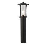 Pagoda Outdoor Post - Black Metal & Clear Glass