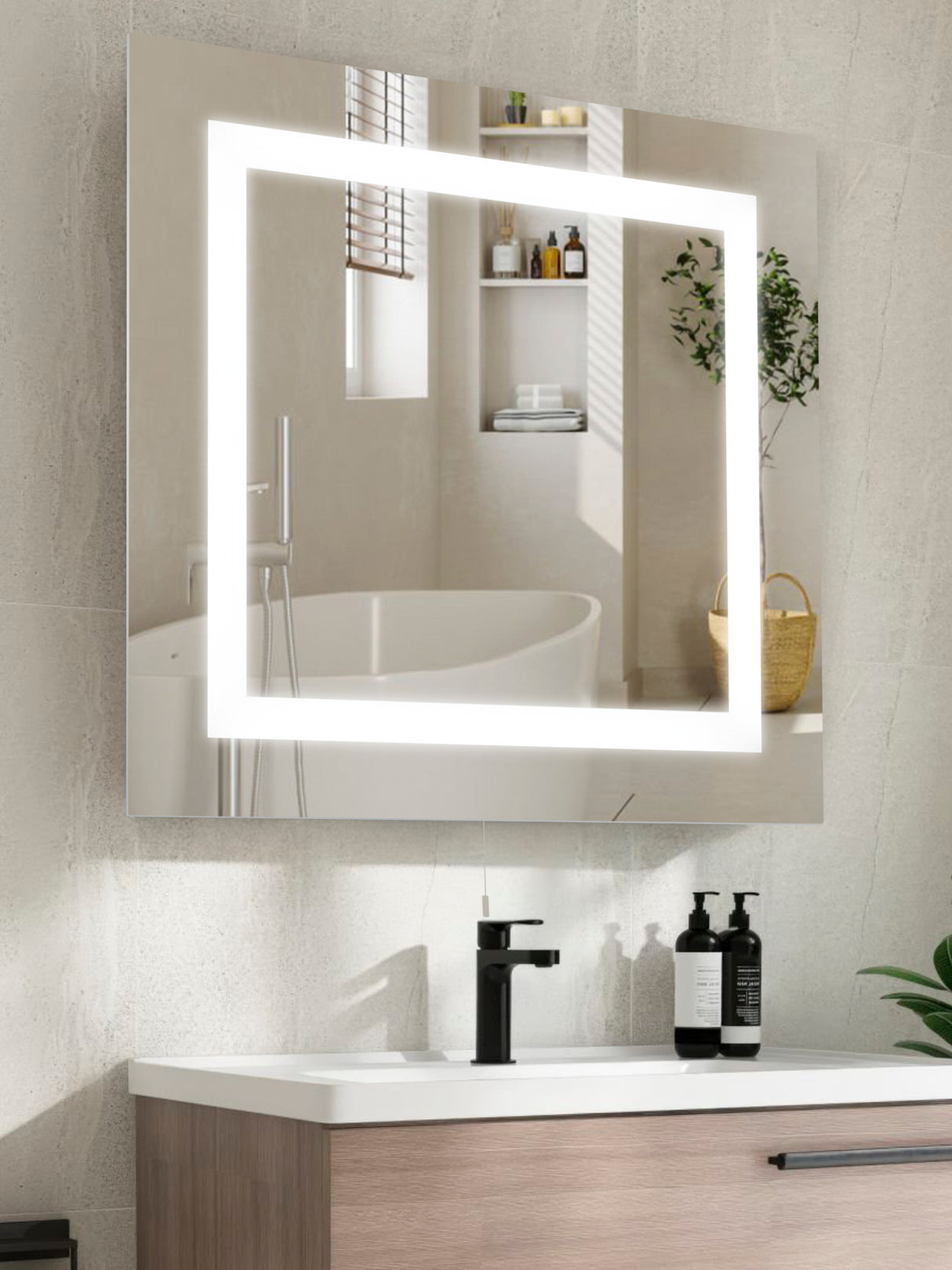 Searchlight Electric Bathroom LED Rectangular Mirror  -  Mirrored Glass, IP44 8510