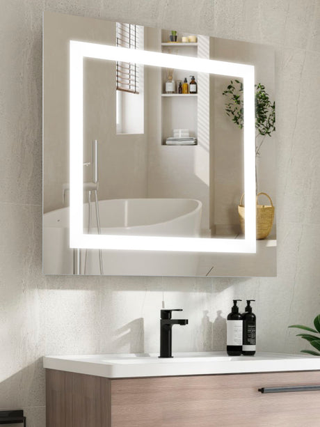 Searchlight Electric Bathroom LED Rectangular Mirror  -  Mirrored Glass, IP44 8510
