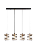 Spring 4Lt Bar Pendant - Black Metal & Gold