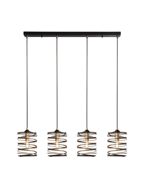Spring 4Lt Bar Pendant - Black Metal & Gold