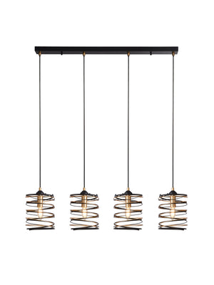 Spring 4Lt Bar Pendant - Black Metal & Gold