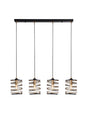 Spring 4Lt Bar Pendant - Black Metal & Gold