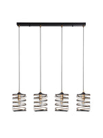 Searchlight Electric Spring 4Lt Bar Pendant - Black Metal & Gold 85583-4BGO