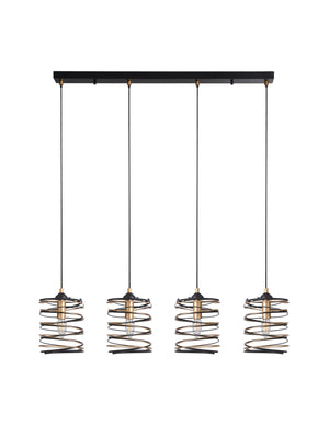 Searchlight Electric Spring 4Lt Bar Pendant - Black Metal & Gold 85583-4BGO