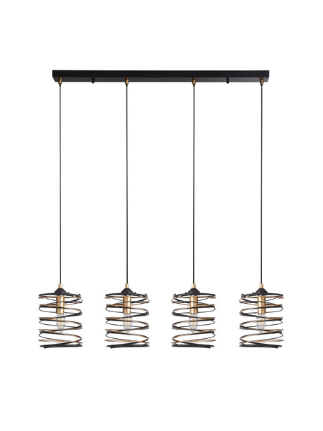 Searchlight Electric Spring 4Lt Bar Pendant - Black Metal & Gold 85583-4BGO