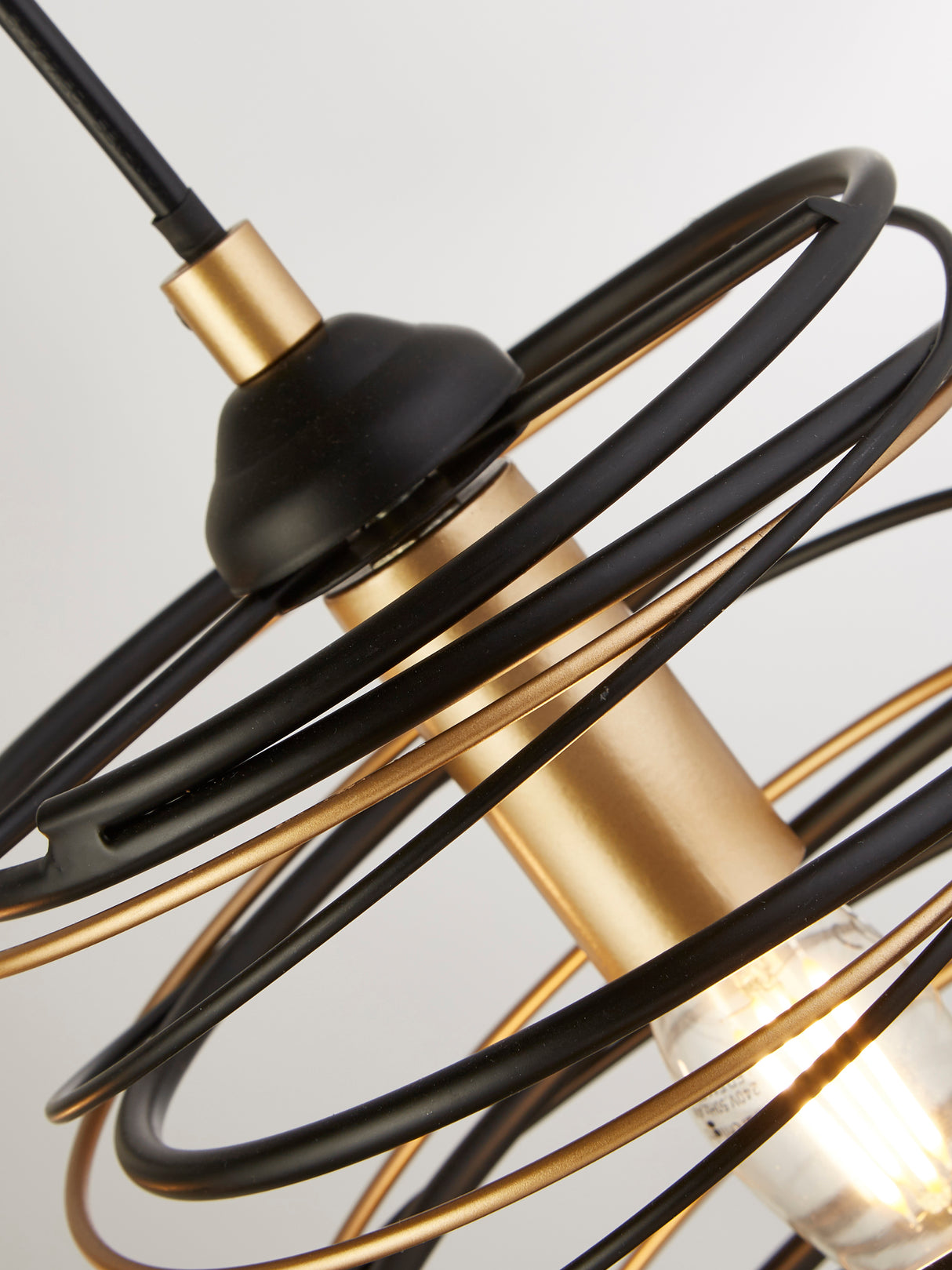 Searchlight Electric Spring 4Lt Bar Pendant - Black Metal & Gold 85583-4BGO