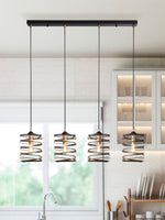 Searchlight Electric Spring 4Lt Bar Pendant - Black Metal & Gold 85583-4BGO