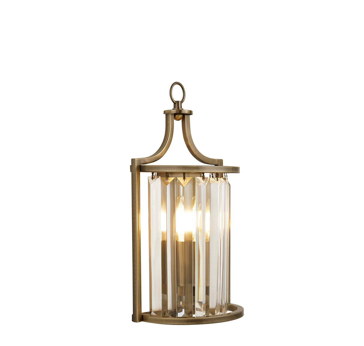 Victoria Wall Light - Antique Brass Metal & Clear Crystal