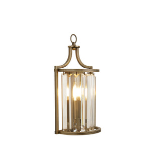 Victoria Wall Light - Antique Brass Metal & Clear Crystal