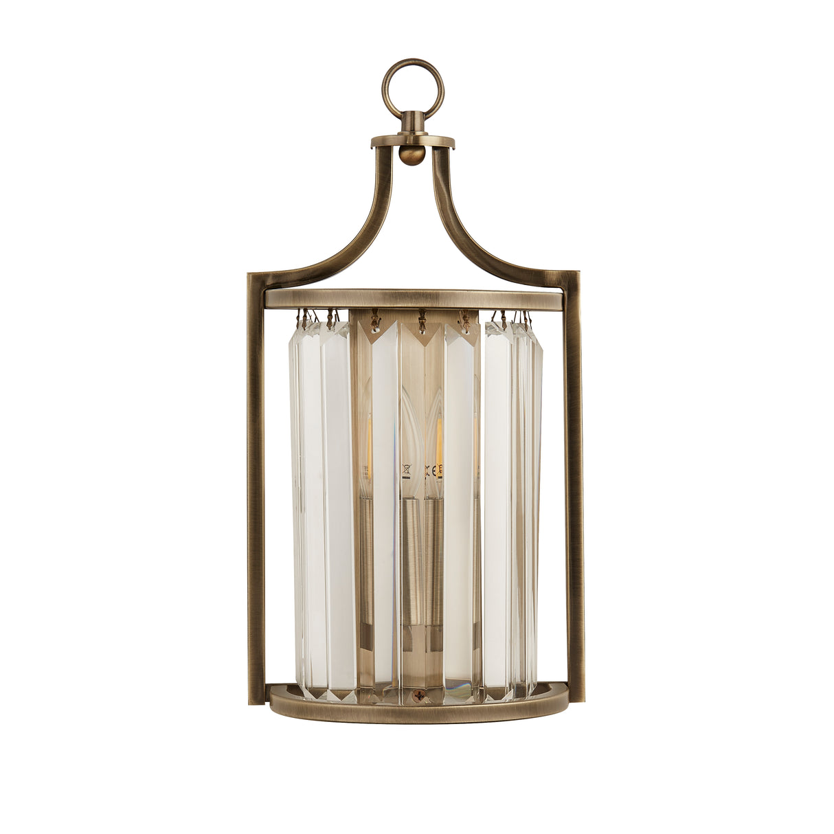Searchlight Electric Victoria Wall Light - Antique Brass Metal & Clear Crystal 8571AB