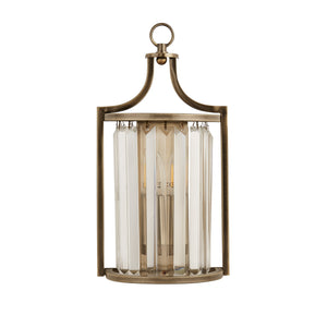 Searchlight Electric Victoria Wall Light - Antique Brass Metal & Clear Crystal 8571AB