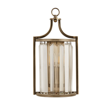 Searchlight Electric Victoria Wall Light - Antique Brass Metal & Clear Crystal 8571AB