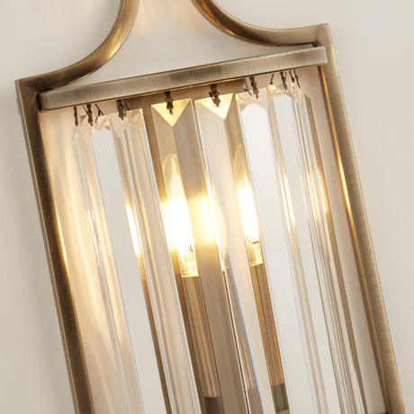 Searchlight Electric Victoria Wall Light - Antique Brass Metal & Clear Crystal 8571AB