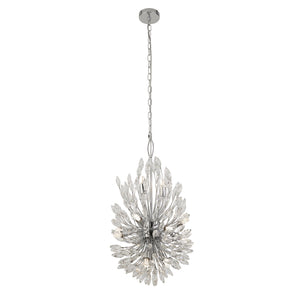 Peacock 14Lt Pendant - Chrome Metal & Crystal