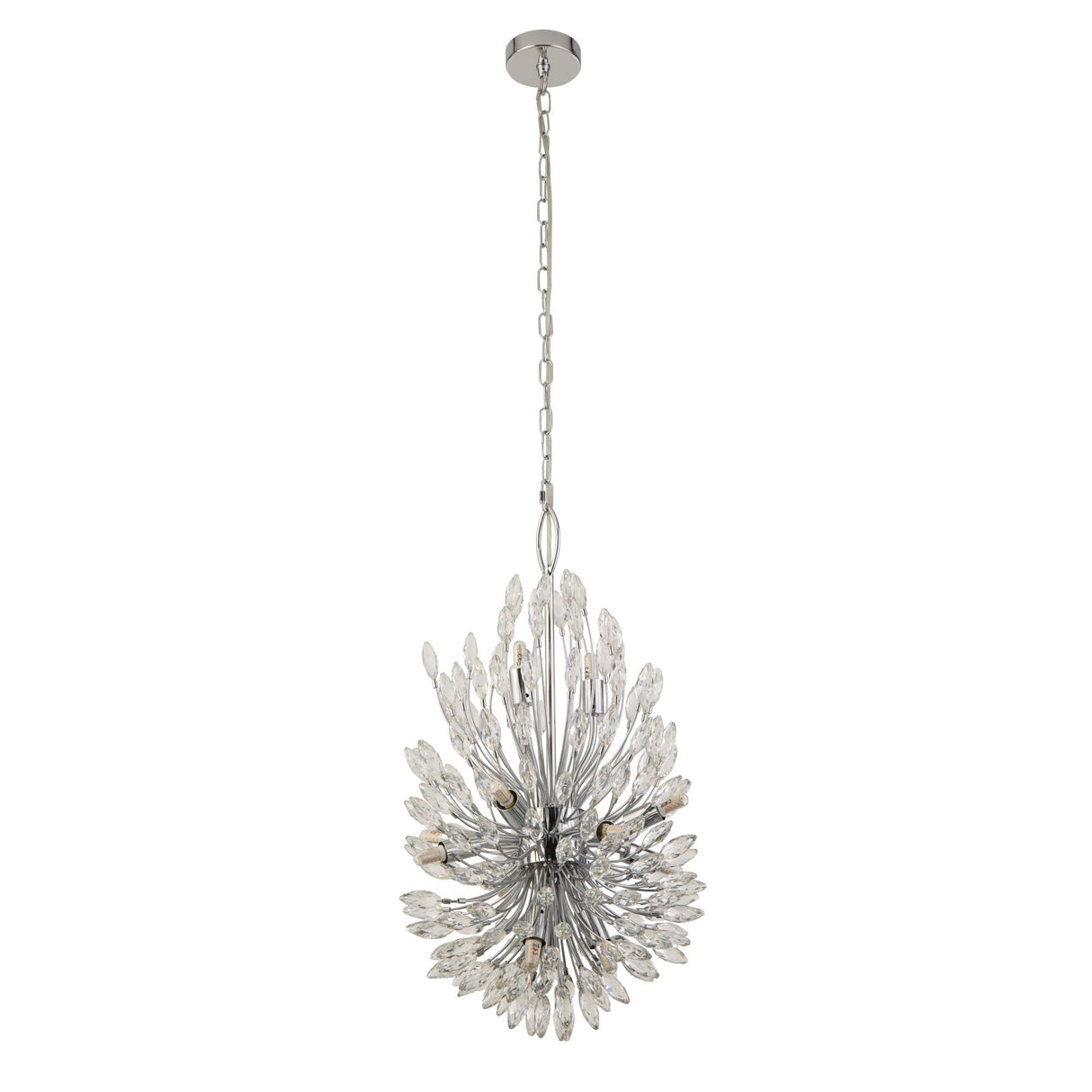 Searchlight Electric Peacock 14Lt Pendant - Chrome Metal & Crystal 86012-14CC