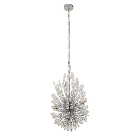 Searchlight Electric Peacock 14Lt Pendant - Chrome Metal & Crystal 86012-14CC