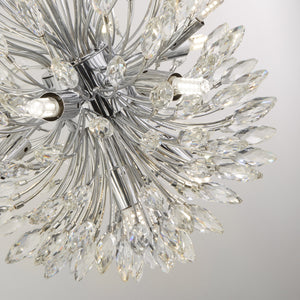 Searchlight Electric Peacock 14Lt Pendant - Chrome Metal & Crystal 86012-14CC