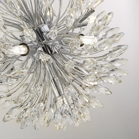 Searchlight Electric Peacock 14Lt Pendant - Chrome Metal & Crystal 86012-14CC