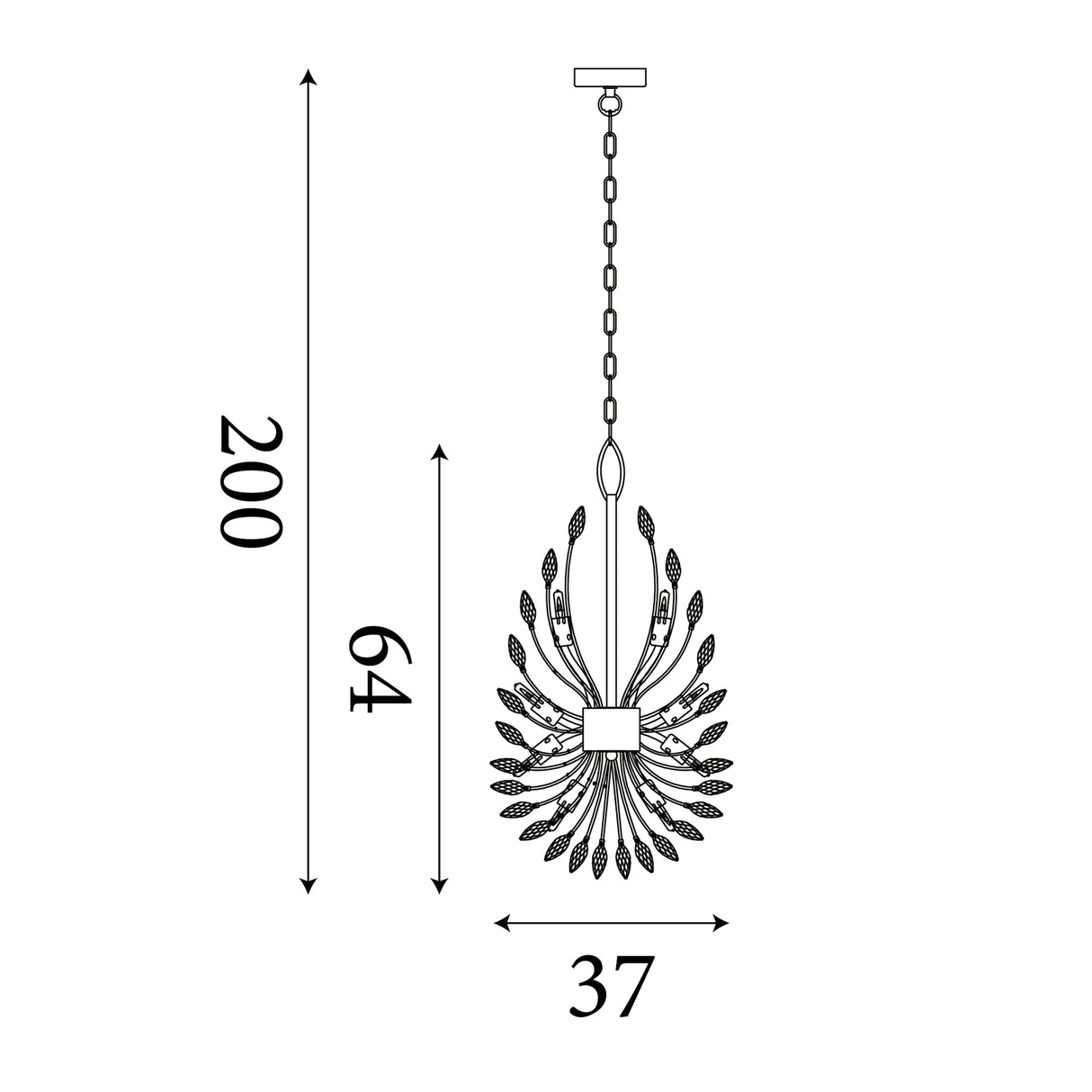 Searchlight Electric Peacock 14Lt Pendant - Chrome Metal & Crystal 86012-14CC
