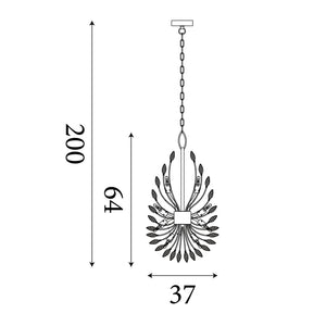 Searchlight Electric Peacock 14Lt Pendant - Chrome Metal & Crystal 86012-14CC