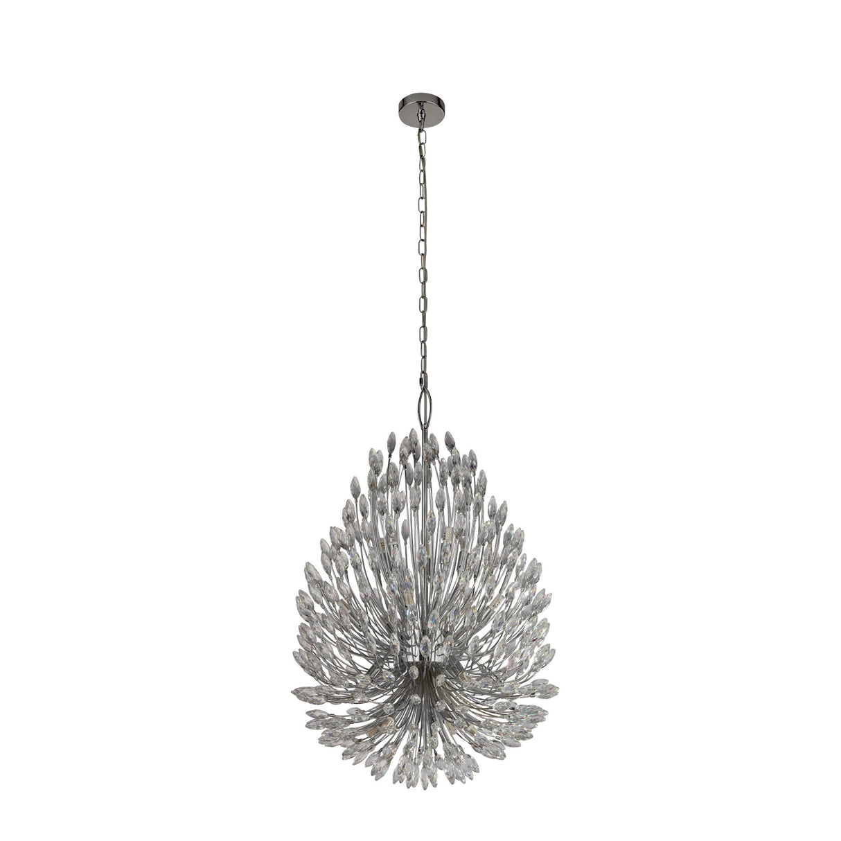 Searchlight Electric Peacock 20Lt Pendant - Chrome Metal & Crystal 86012-20CC