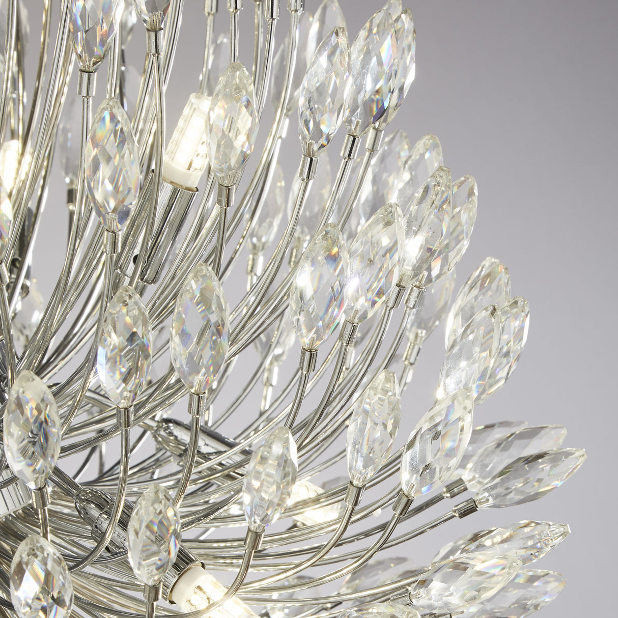 Searchlight Electric Peacock 20Lt Pendant - Chrome Metal & Crystal 86012-20CC