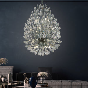 Searchlight Electric Peacock 20Lt Pendant - Chrome Metal & Crystal 86012-20CC