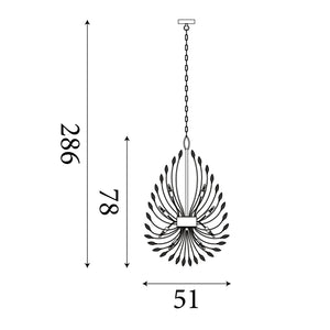 Searchlight Electric Peacock 20Lt Pendant - Chrome Metal & Crystal 86012-20CC