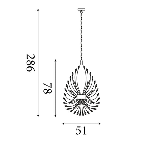 Searchlight Electric Peacock 20Lt Pendant - Chrome Metal & Crystal 86012-20CC