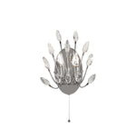 Peacock 2Lt Wall Light  - Chrome Metal & Crystal