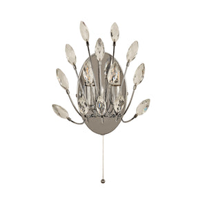 Searchlight Electric Peacock 2Lt Wall Light  - Chrome Metal & Crystal 86012-2CC