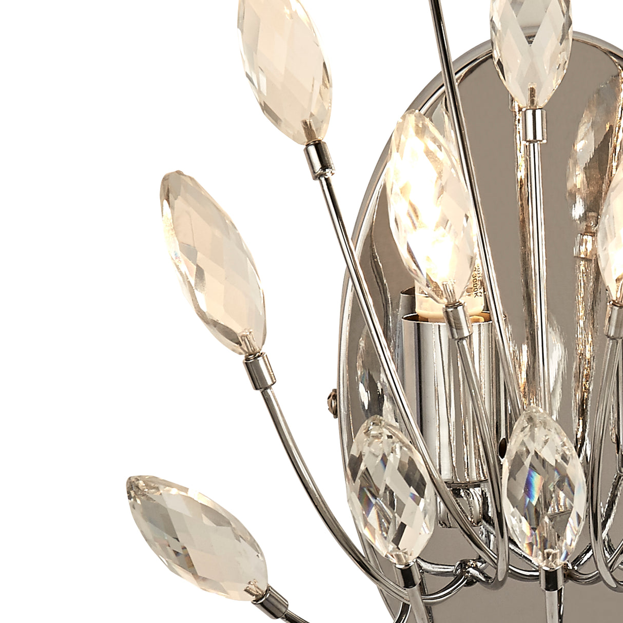 Searchlight Electric Peacock 2Lt Wall Light  - Chrome Metal & Crystal 86012-2CC